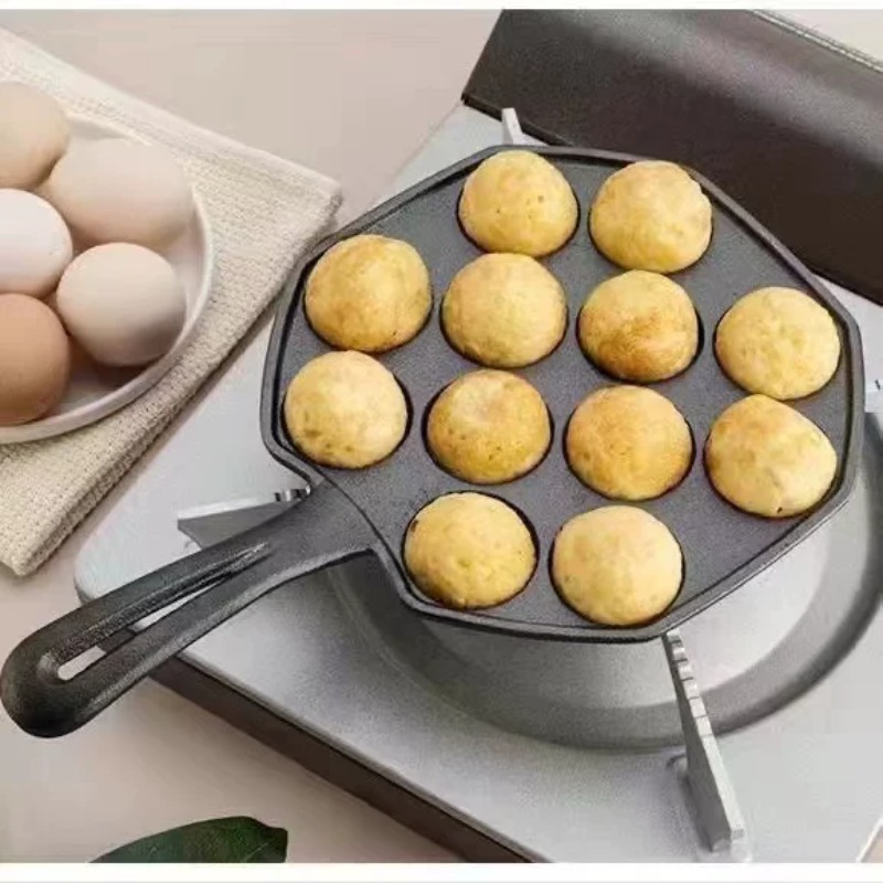 Takoyaki Pan Cast - Panela de Ferro Fundido Antiaderente (Sem