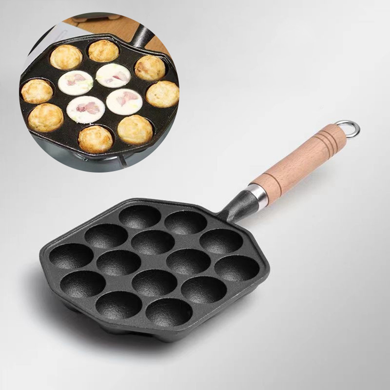 Takoyaki Pan Cast - Panela de ferro fundido antiaderente com
