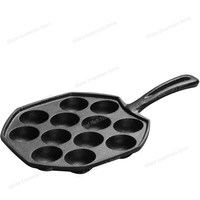 Takoyaki Pan Cast - Panela takoyaki com 12 buracos, cabo
